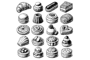 Pastry and Dessert Icons Set, an Object Graphic by nikagraphic