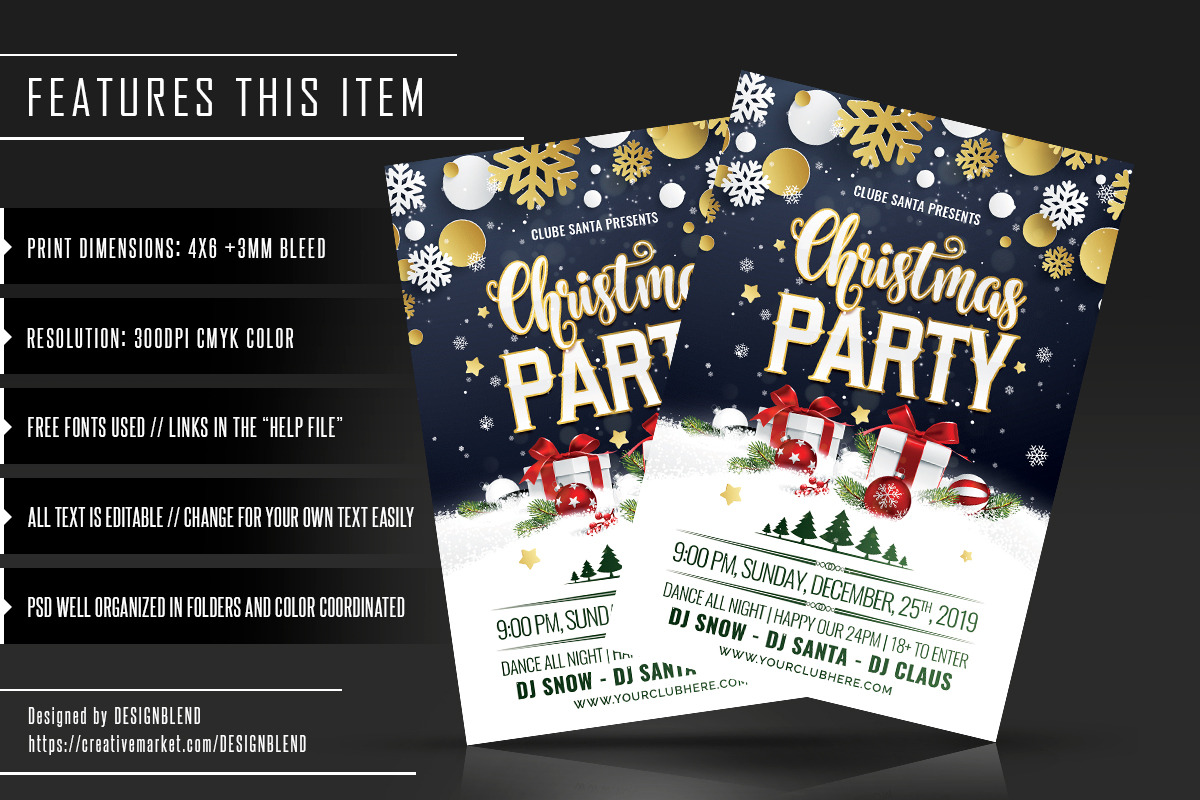 Christmas Party Flyer Template PSD, a Flyer Template by designblends@gmail.com (Photo 2 of 3)