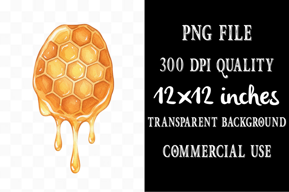 Watercolor Honey and Bee Clipart, an Illustration by Designking (Photo 4 of 5)