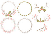 Vintage Christmas Holly & Background, an Illustration by Amanda Ilkov (Thumbnail 3 of 5)