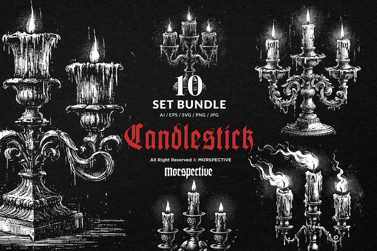 10 Bundle Dark Art Candlestick Light, an Illustration by Morspective (Photo 1 of 7)