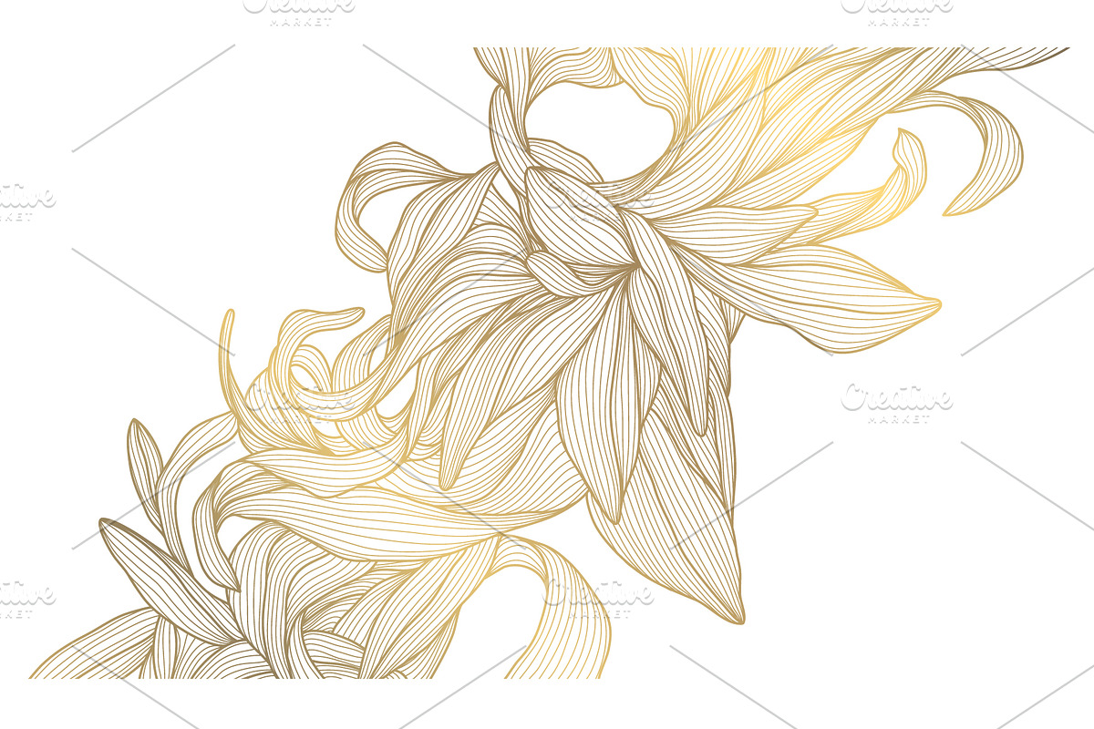 Flowers and Leaves Line Luxury Art, a Pattern Graphic by Marylia (Photo 3 of 27)