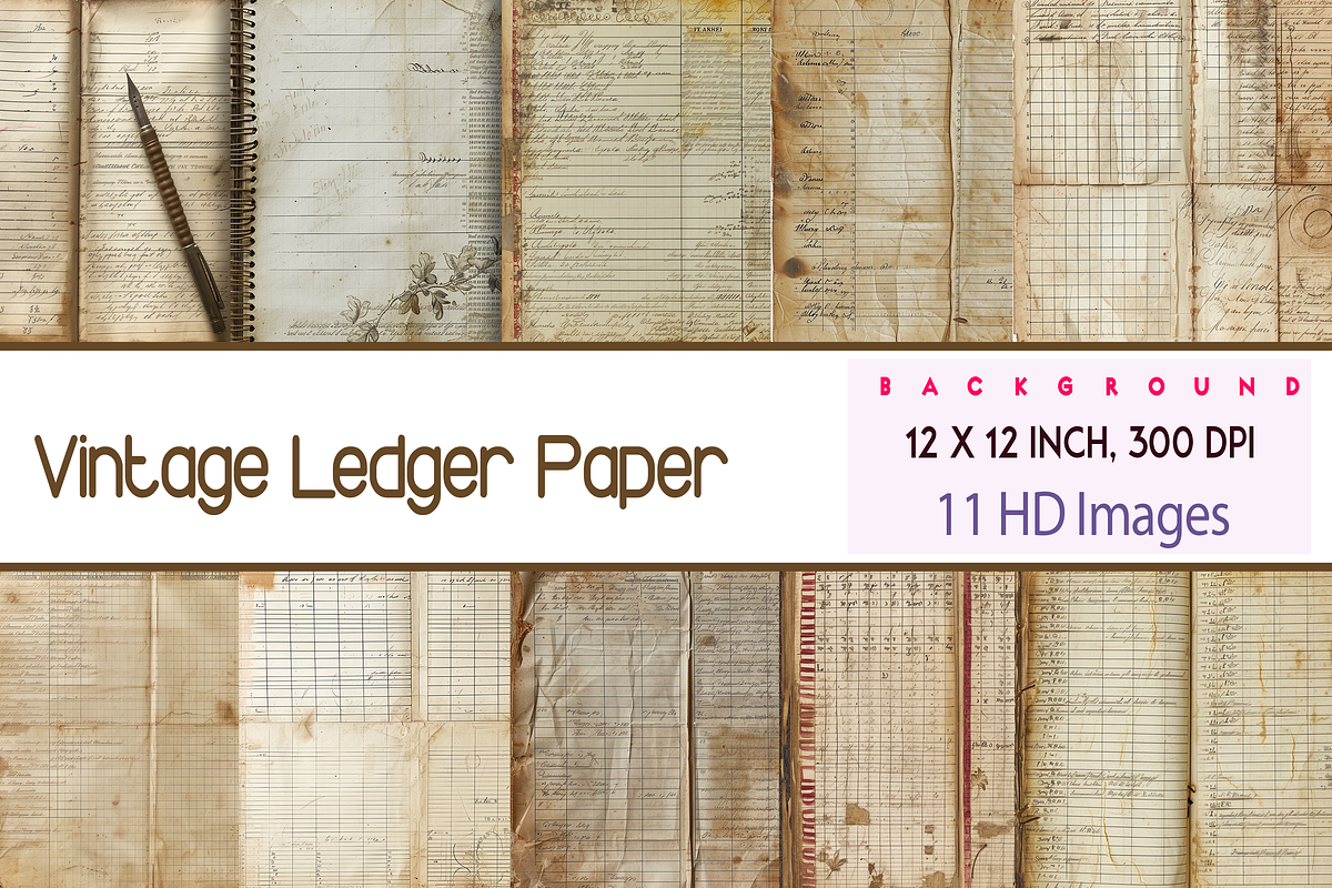 Vintage Ledger Paper, a Background Graphic by Printable Treasure (Photo 1 of 7)