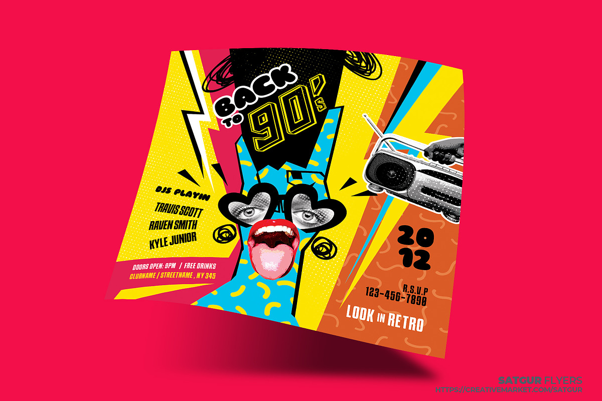 Back to 90s Music Party Flyer, a Flyer Template by Satgur Graphic Design (Photo 5 of 6)