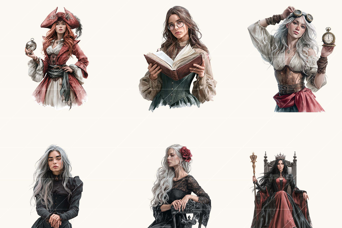Mystic Women Fantasy Clipart Bundle, a Person Illustration by BusyDaydesign (Photo 3 of 9)