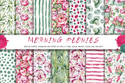 Peonies, floral digital paper, a Pattern Graphic by Artmanata (Thumbnail 2 of 10)