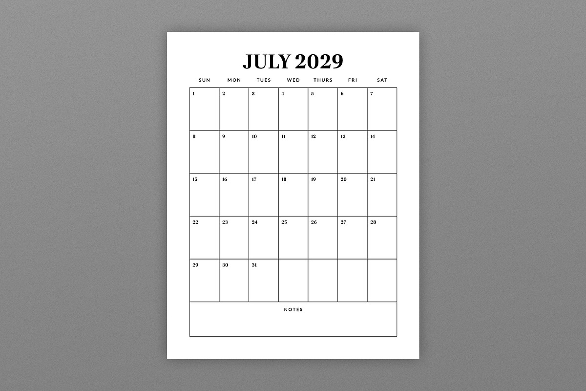 2029 Vertical 8.5x11 Inch Calendar, a Stationery Template by Running With Foxes (Photo 3 of 5)