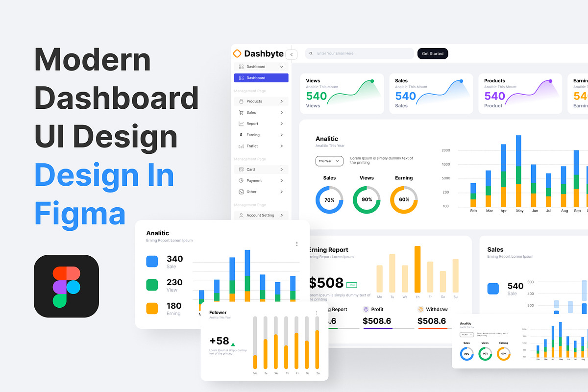 Dashbyte - Dashboard Ui Kit, an UI Kit Template by Pixel Blend (Photo 1 of 9)