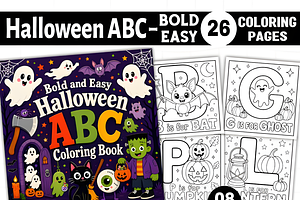 Halloween ABC Alphabet Coloring, an Education Illustration by Coco Bloom