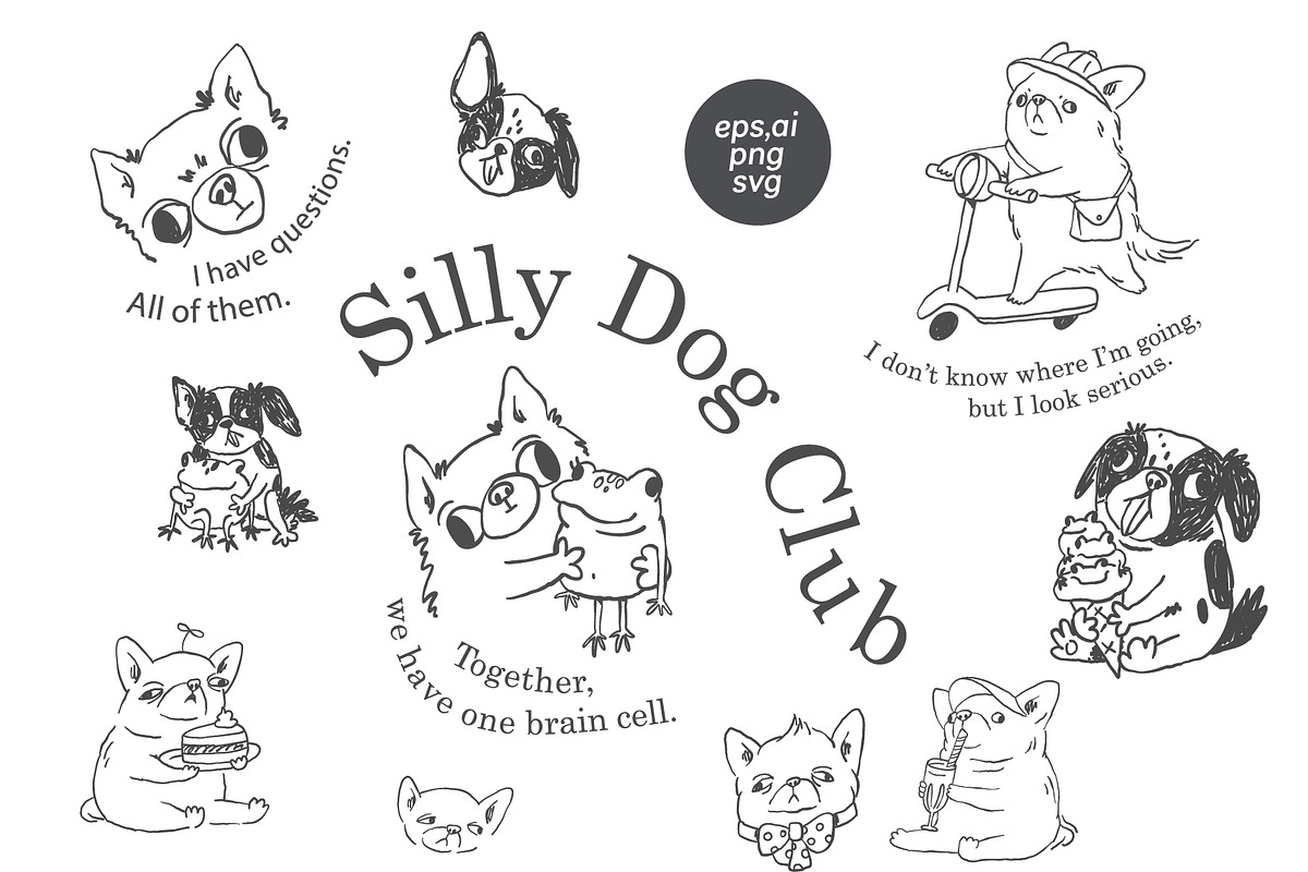 Silly Dogs hand drawn prints, an Illustration by Anastasiya Klempach (Photo 1 of 10)