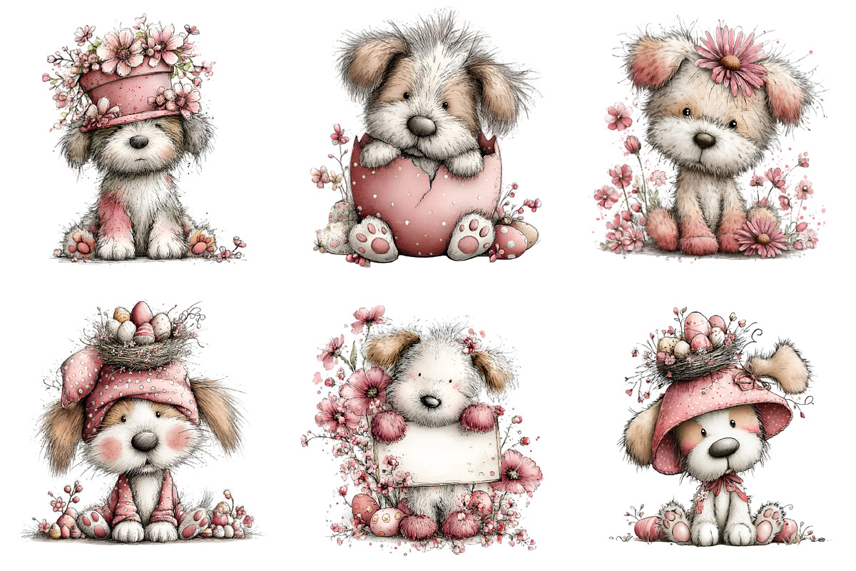 Whimsical Spring Funny Dog Clipart, an Animal Illustration by GatewayDesign (Photo 2 of 3)