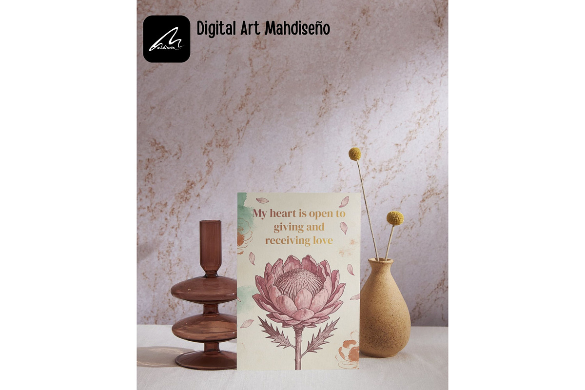 Boho Botanical Affirmation Cards, a Card Template by Digital Art Mahdiseño (Photo 11 of 13)