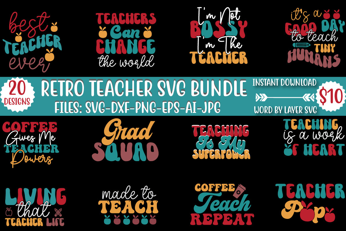 Retro Teacher Svg Bundle, an Object Graphic by Creative Home