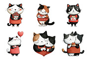 Quirky Valentine Cat Clipart, an Illustration by DreamArtGraphic (Thumbnail 3 of 4)