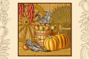 Retro Barn With Harvest