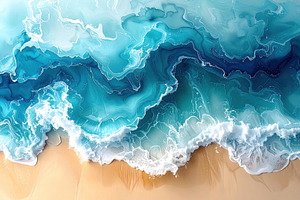 Aerial view of ocean waves and turquoise water