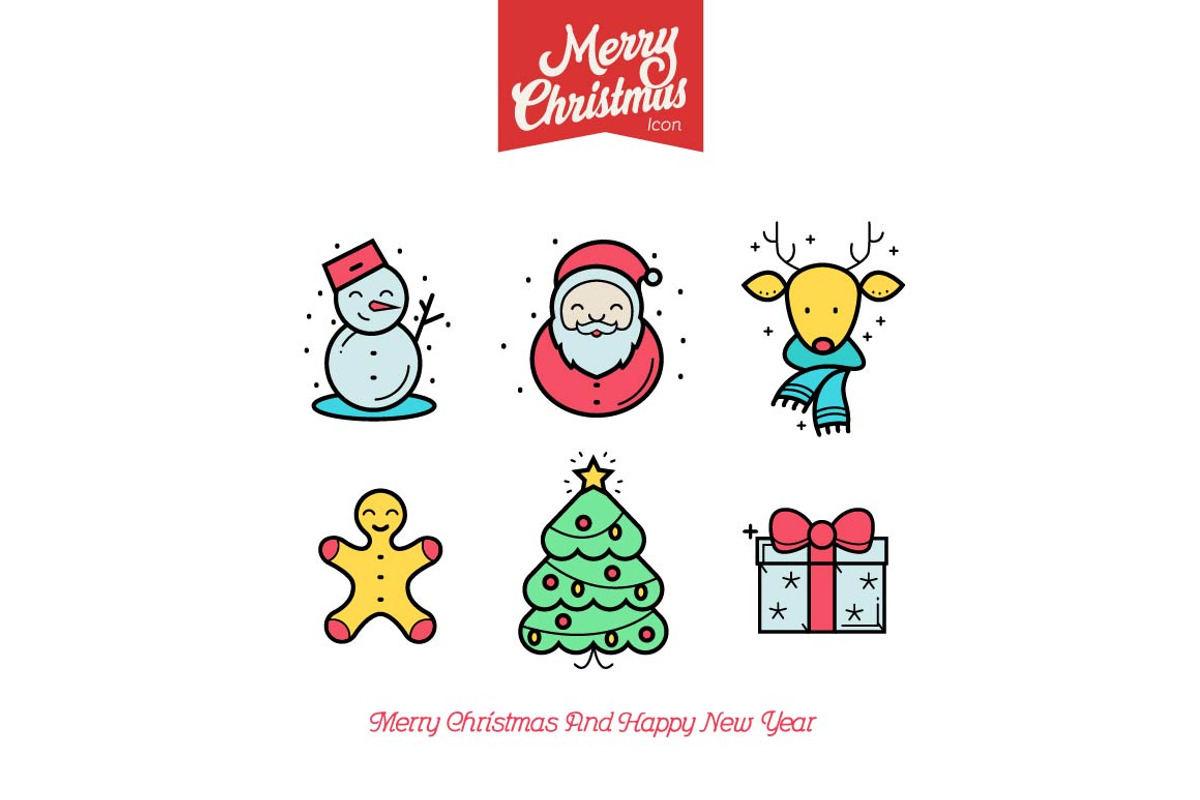 Christmas Icons in 3 different style, an Outline Icon by VectorBakery (Photo 1 of 6)