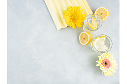 Lemon water drink with ice cubes on, a Food & Drink Photo by Lifemorning