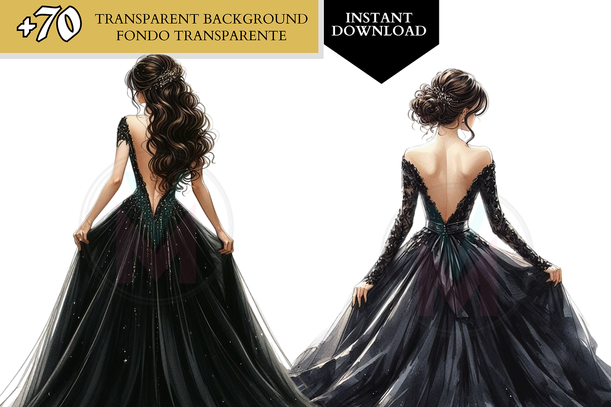 Princess Clipart Black Dress quince, a Person Illustration by VM PARTYS  BY TAIRUMA (Photo 4 of 10)