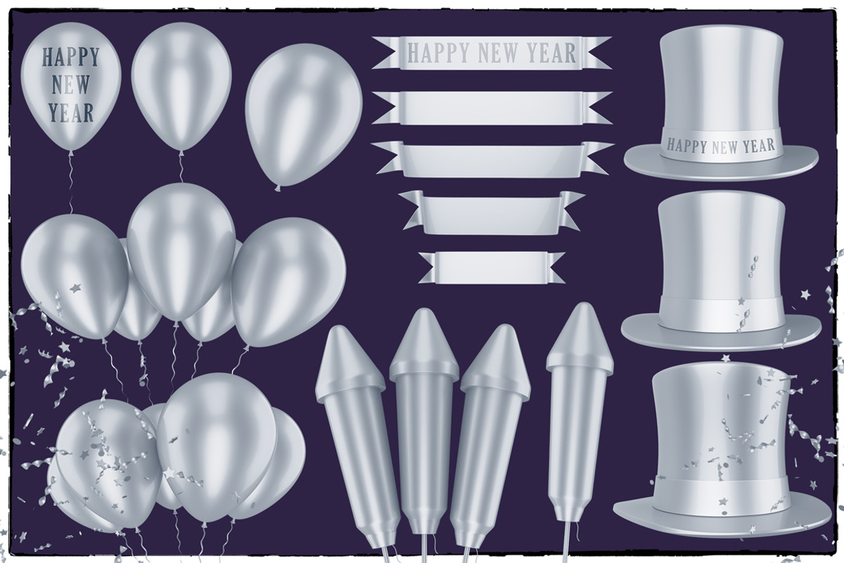 New Year 3D PNG Items Pack, an Object Graphic by pixaroma (Photo 20 of 22)