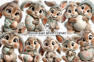 Easter Baby Bunny Clipart Bundle, an Illustration by Canvas Craft
