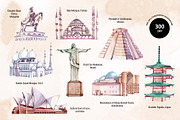 World map with attractions, an Education Illustration by VerAna (Thumbnail 5 of 12)