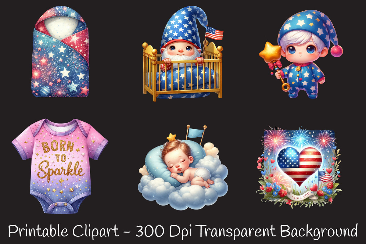 4th of July Baby Nursery Sublimation, a Seasonal Illustration by RobertsArt (Photo 3 of 7)