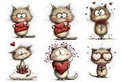 Whimsical Cats Valentine's Day Clipa, an Illustration by Pixels.Craft (Thumbnail 4 of 5)