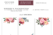 Burgundy Blush Navy Flowers Clipart, an Illustration by Essem Creatives (Thumbnail 4 of 7)