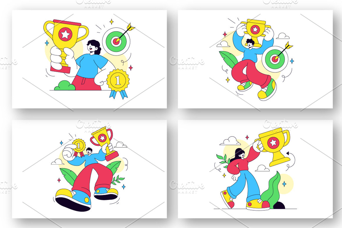 10 Achievement Vector Illustration, a Person Illustration by denayunebgt (Photo 2 of 4)