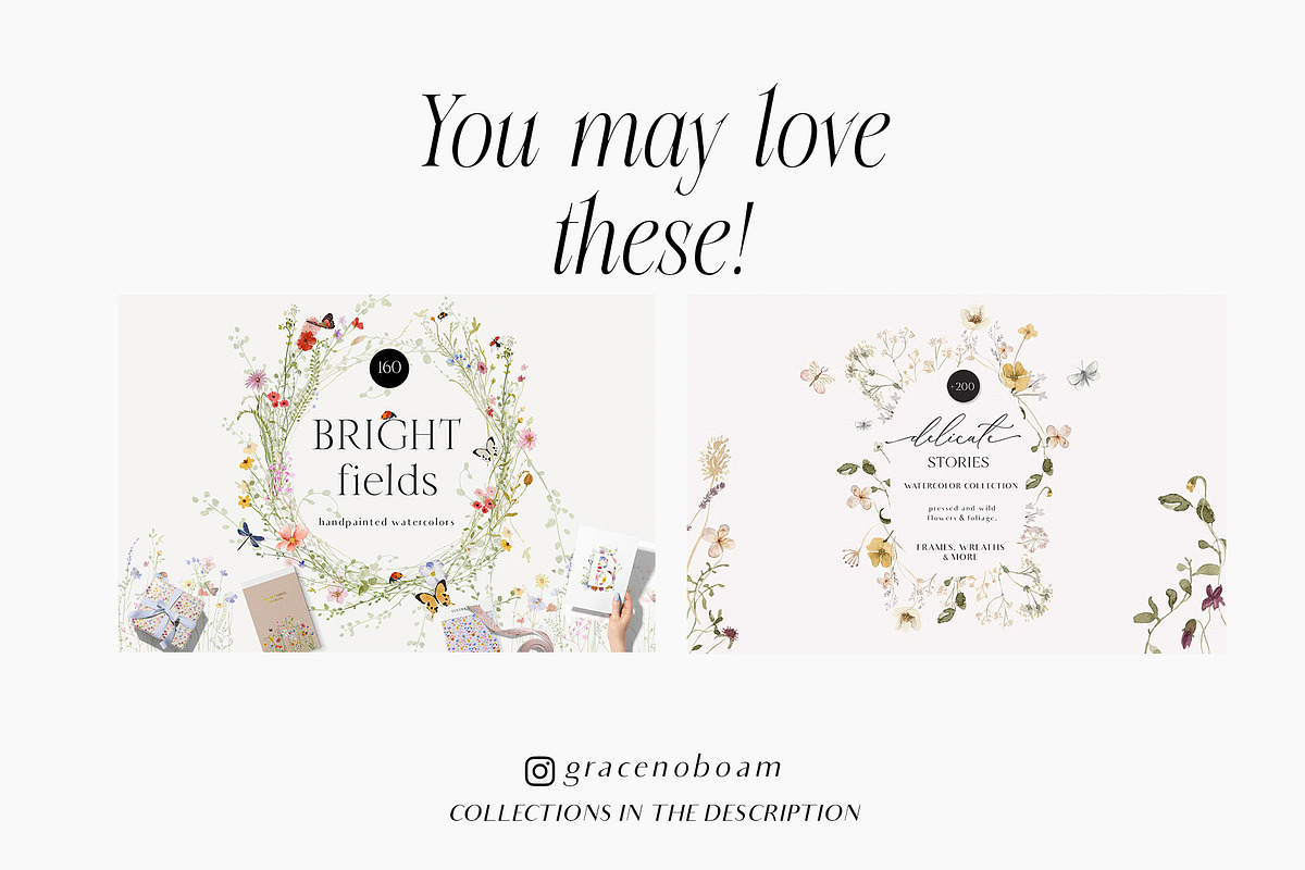 Watercolor dreamy Wildflowers Set, a Decorative Illustration by Grace Noboa Illustrations (Photo 15 of 15)