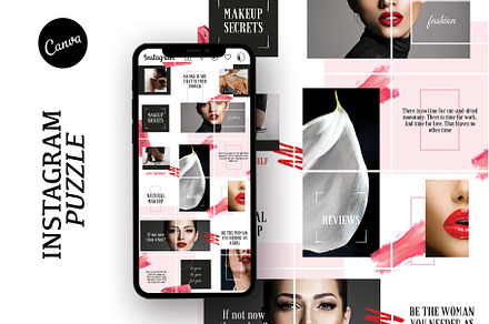 Scarlet Beauty Instagram Puzzle, a Social Media Template by Kseniia_Design