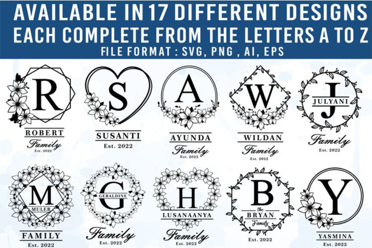 Floral Alphabet Monogram Letter SVG, a Graphic by D2PUTRI (Photo 1 of 27)