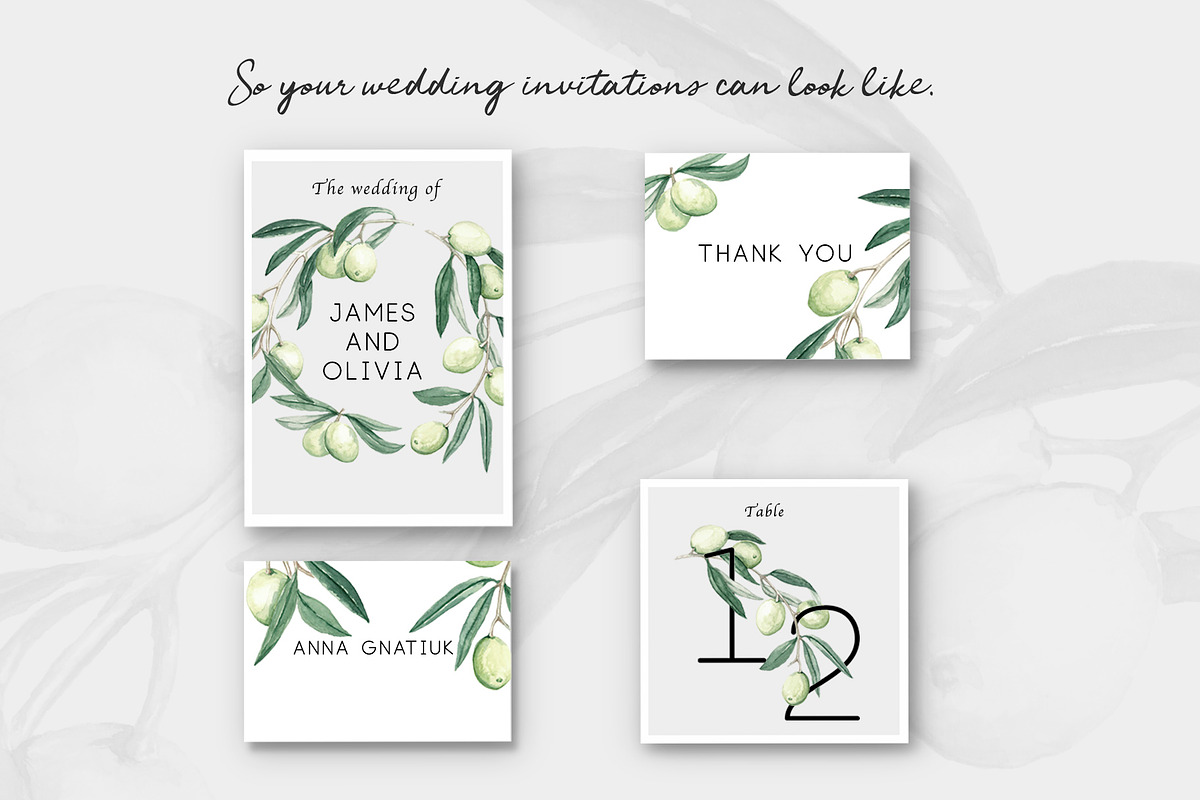 Watercolor Olive Branch Graphic Set, a Food Illustration by In the clouds (Photo 5 of 7)
