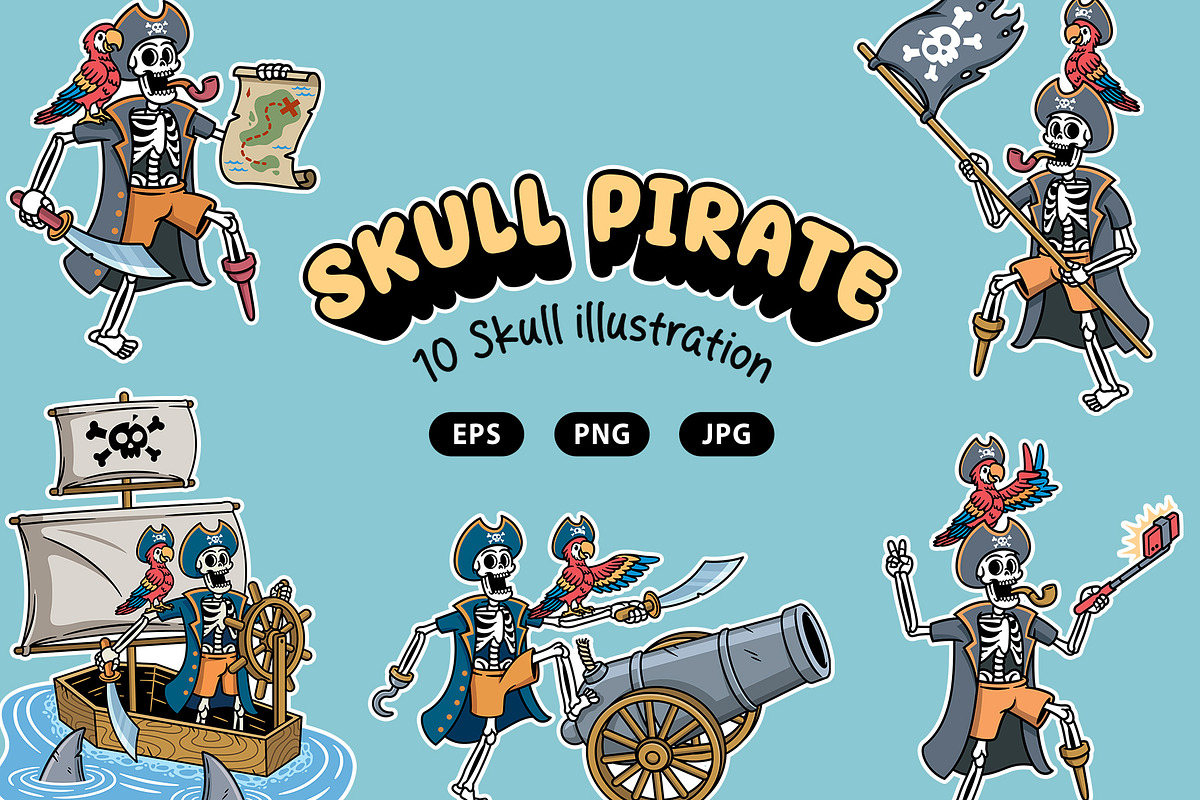 Skull pirate 10 vector illustrations, a Person Illustration by gunaonedesign (Photo 1 of 7)