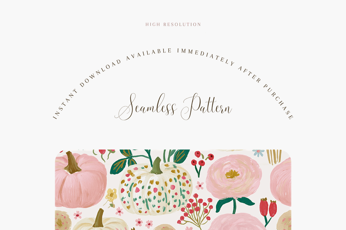 Pumpkin and Floral Seamless Pattern, a Pattern Graphic by Pati Charm Studio (Photo 2 of 6)