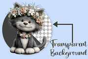 Whimsical Summer Gray Cat Clipart, an Illustration by Canvas Craft (Thumbnail 2 of 7)