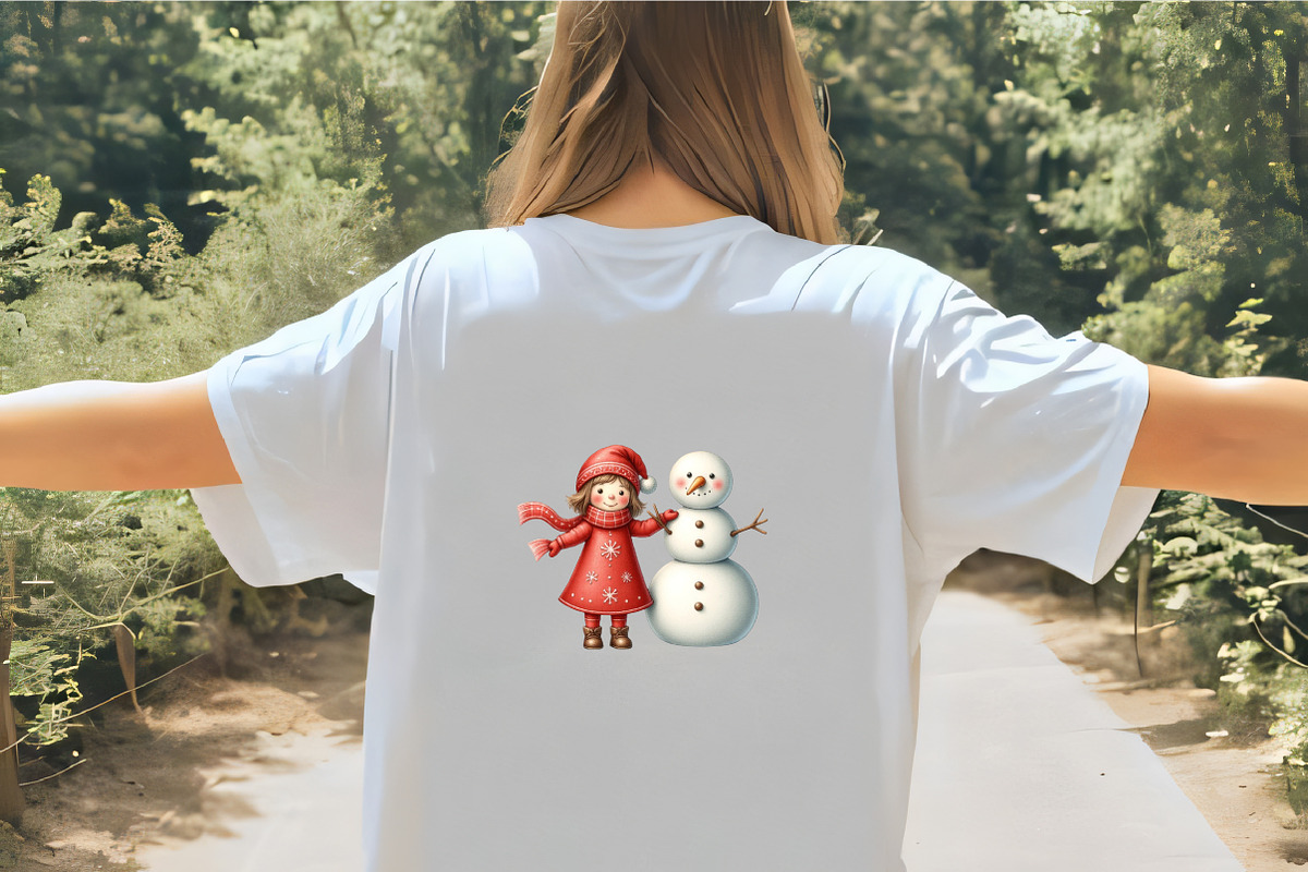 Vintage Christmas PNG, Girl with Sno, an Illustration by CrexoraLab (Photo 4 of 5)