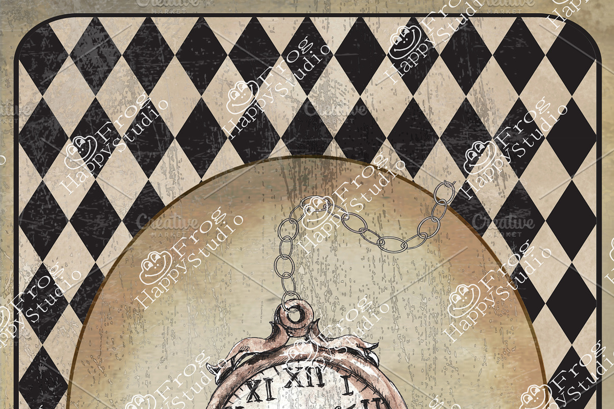Alice in Wonderland Poster Clock, a Decorative Illustration by Arevka