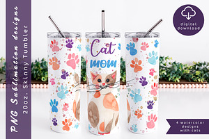 Cat mom tumbler wrap
