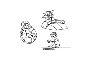 carousel kid amusement park vector, a Person Illustration by pikepicture