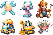 Cute Construction Watercolor Clipart, an Illustration by Designking (Thumbnail 2 of 4)
