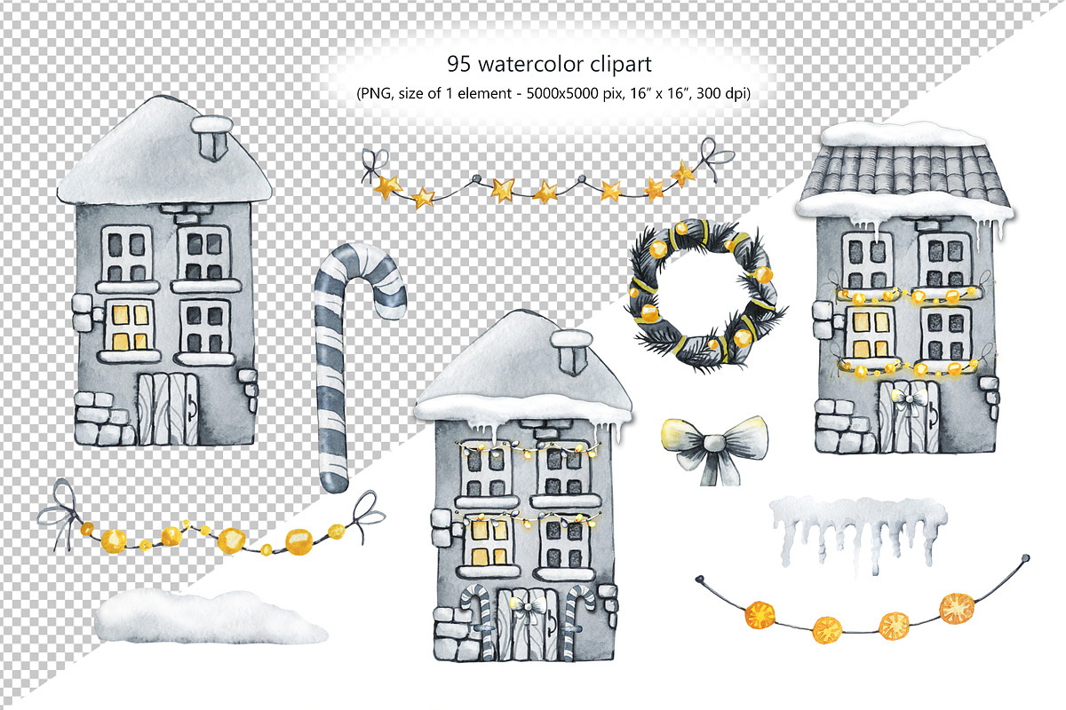 Christmas winter houses, city scene, an Illustration by Artmanata (Photo 3 of 17)