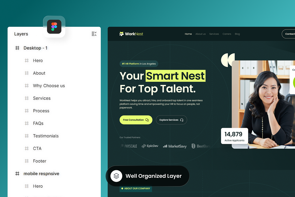 WorkNest - HR Platform Landing Page preview 2