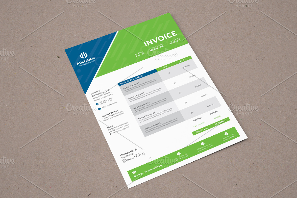 Invoice Template, a Stationery Template by Alice_s (Photo 1 of 4)