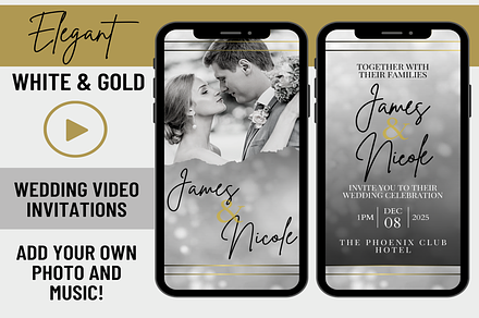 White Gold Video Wedding Invitation, an Invitation Template by LushBury