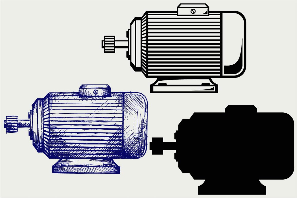 Electric motor SVG, an Outline Icon by LineworkStock