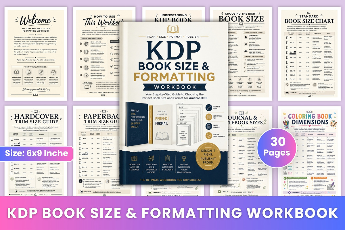 KDP Book Size & Formatting Workbook, a Stationery Template by Designmela01 (Photo 1 of 6)