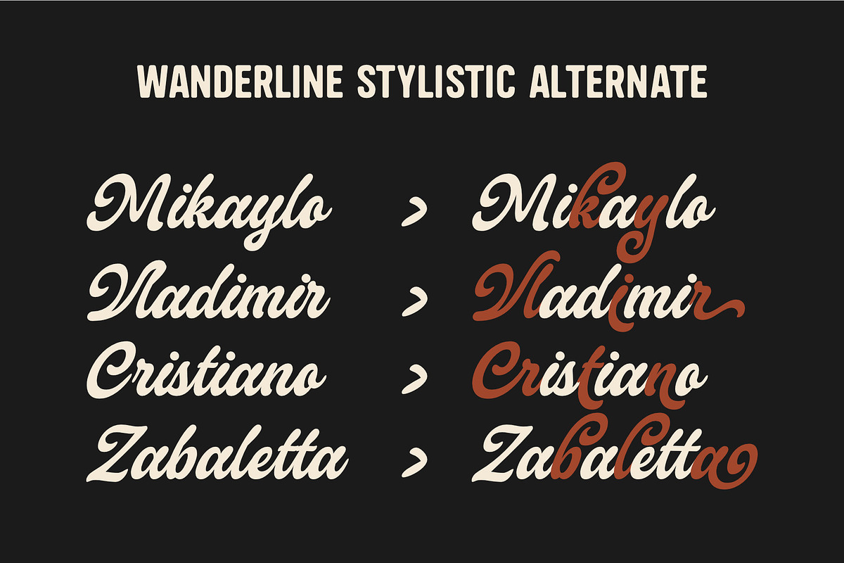 Wanderline – Vintage Script Font, a Font by MovinkGraphicStudio (Photo 3 of 6)