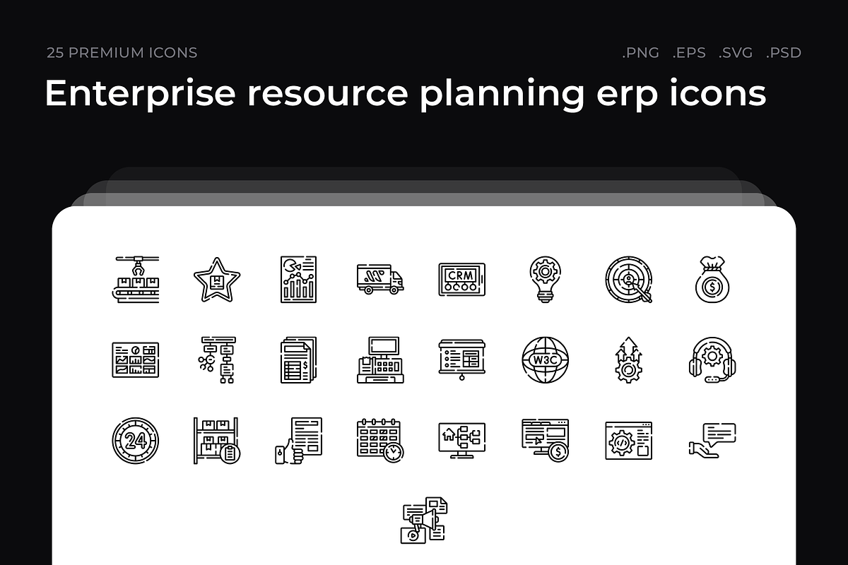 Enterprise resource planning erp ico, an Outline Icon by Wencory